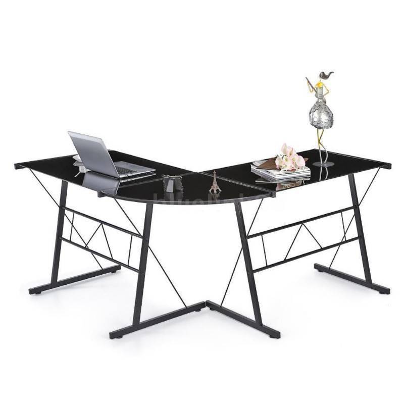 Desk Black Tempered Glass L Shaped Brand New Furniture And Desk Black Tempered Glass L Shaped