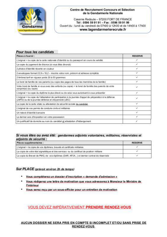 Lettre De Motivation Reserviste Gendarmerie