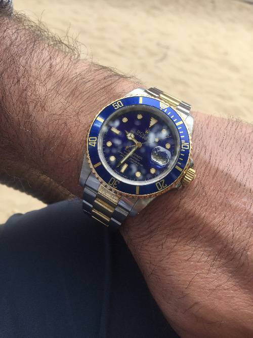 rolex submariner blue steel and gold