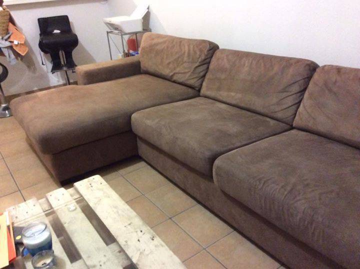 Angle Beige Suede Sofa Furniture And Decoration Saint Martin